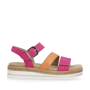 Cinders Shoe Heaven Wedge Sandals*Remonte Strappy Sandal Orange/Pink