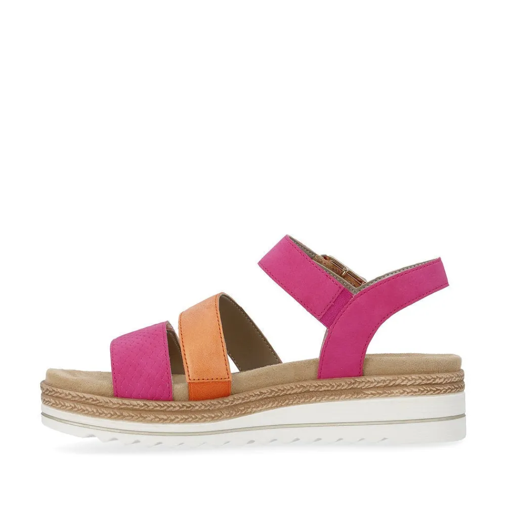 Cinders Shoe Heaven Wedge Sandals*Remonte Strappy Sandal Orange/Pink