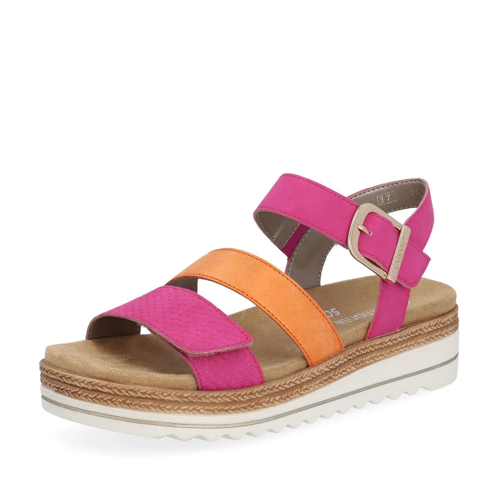 Cinders Shoe Heaven Wedge Sandals*Remonte Strappy Sandal Orange/Pink
