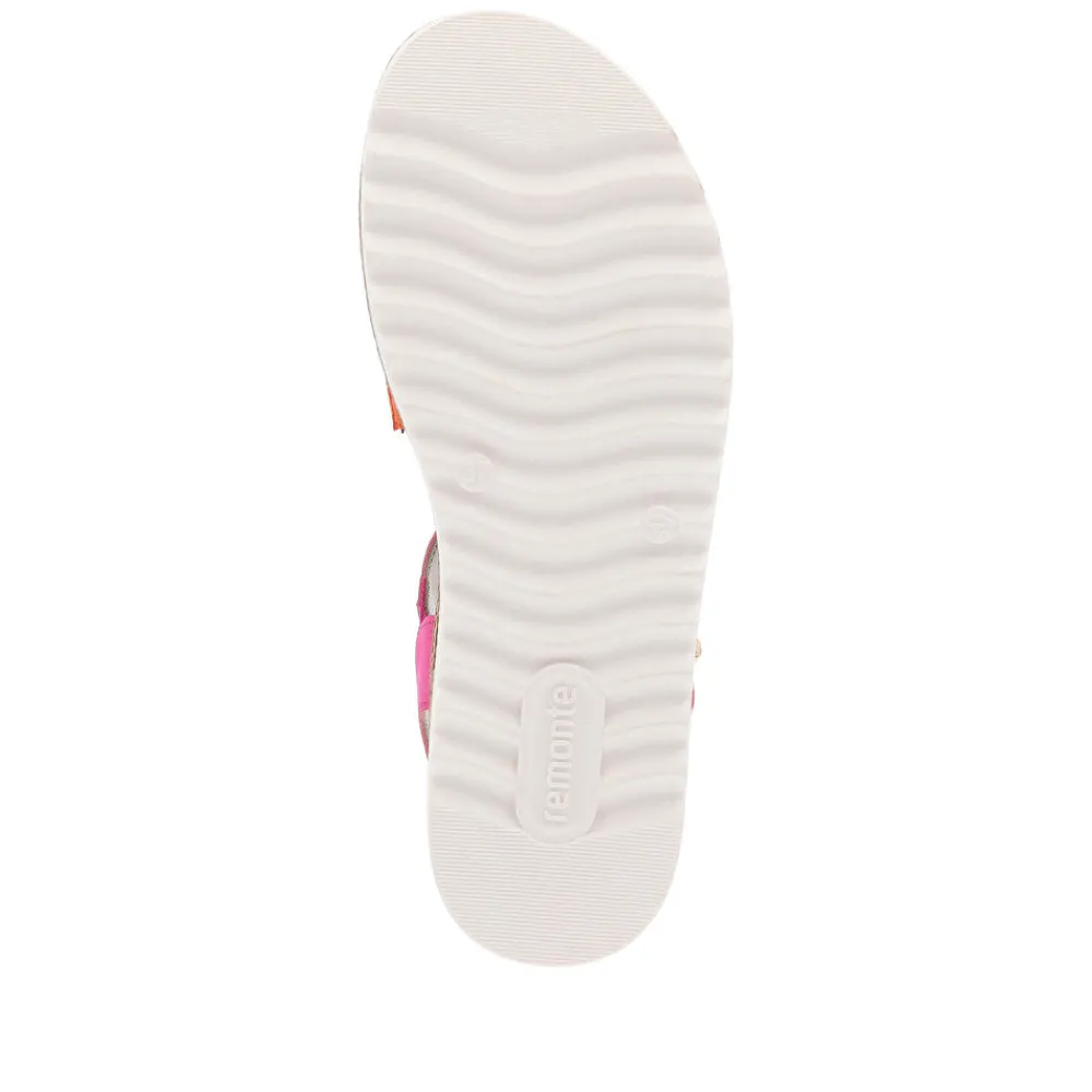 Cinders Shoe Heaven Wedge Sandals*Remonte Strappy Sandal Orange/Pink