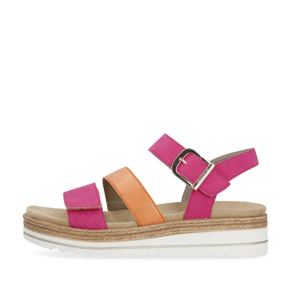 Cinders Shoe Heaven Wedge Sandals*Remonte Strappy Sandal Orange/Pink