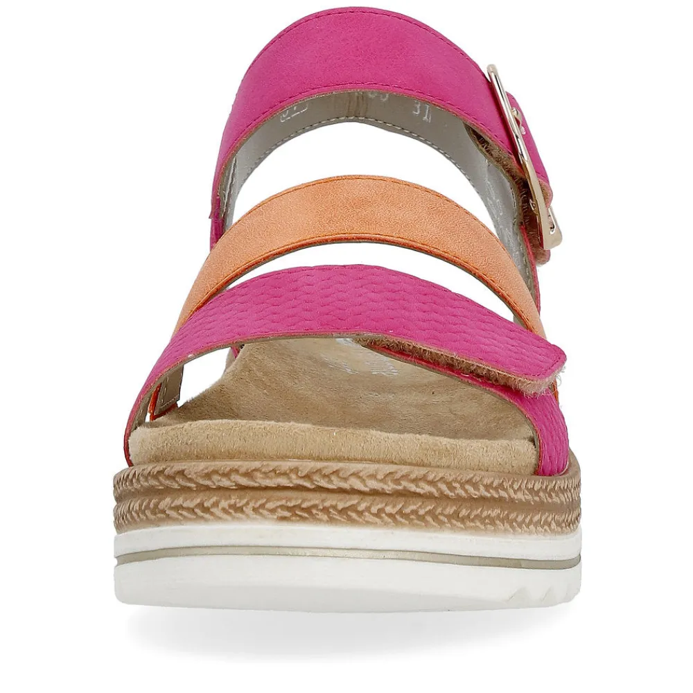Cinders Shoe Heaven Wedge Sandals*Remonte Strappy Sandal Orange/Pink