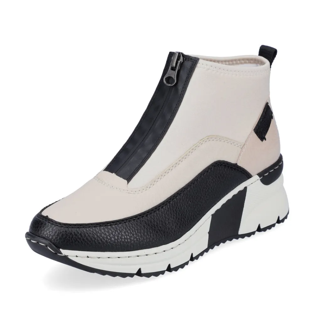 Cinders Shoe Heaven Casual Ankle | Ankle*Rieker Ankle Boot with Front Zipper Cream