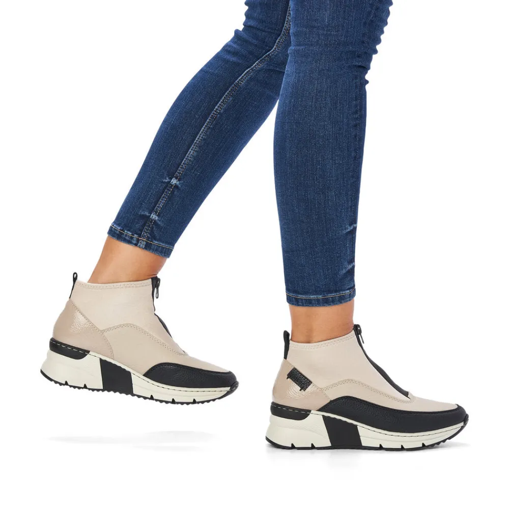 Cinders Shoe Heaven Casual Ankle | Ankle*Rieker Ankle Boot with Front Zipper Cream