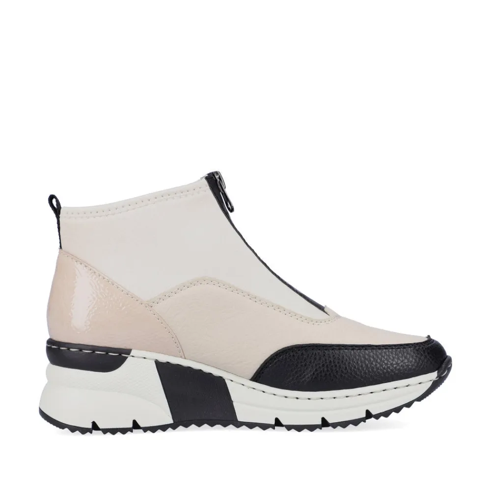 Cinders Shoe Heaven Casual Ankle | Ankle*Rieker Ankle Boot with Front Zipper Cream