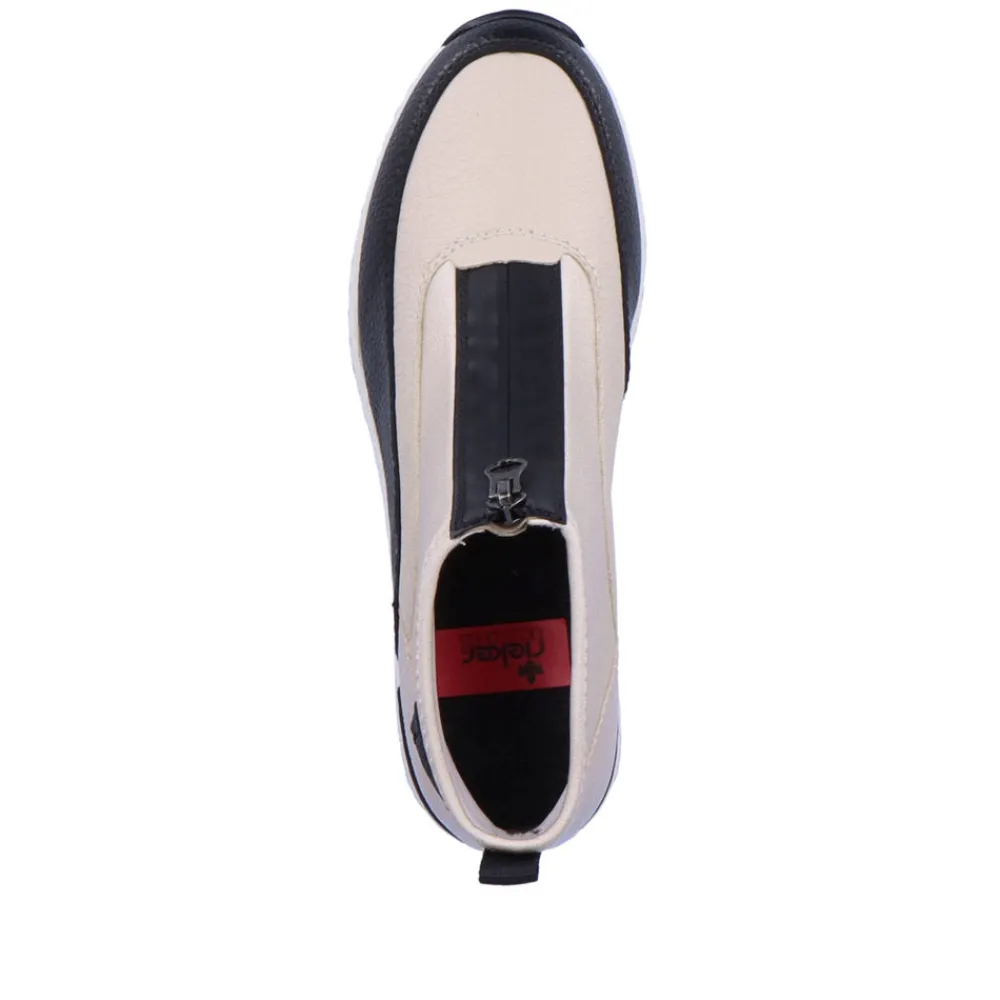 Cinders Shoe Heaven Casual Ankle | Ankle*Rieker Ankle Boot with Front Zipper Cream