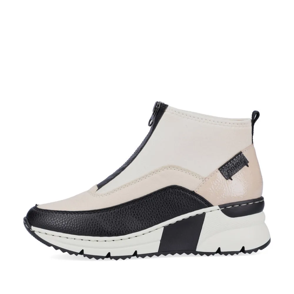 Cinders Shoe Heaven Casual Ankle | Ankle*Rieker Ankle Boot with Front Zipper Cream