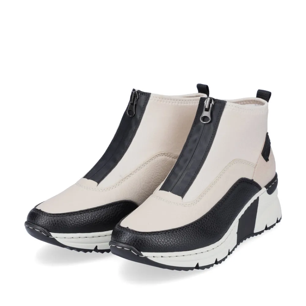 Cinders Shoe Heaven Casual Ankle | Ankle*Rieker Ankle Boot with Front Zipper Cream