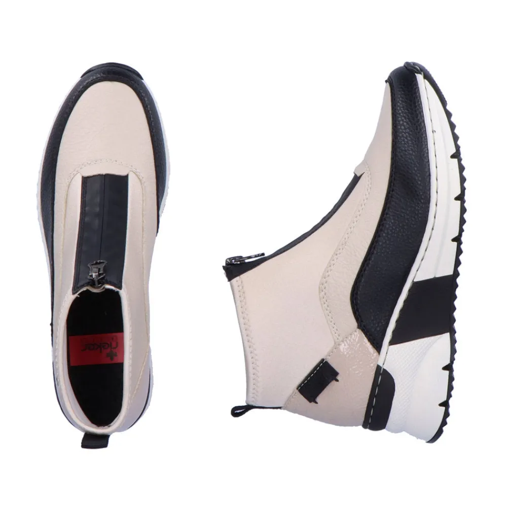 Cinders Shoe Heaven Casual Ankle | Ankle*Rieker Ankle Boot with Front Zipper Cream