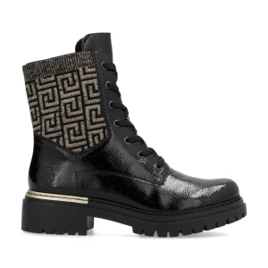 Cinders Shoe Heaven Casual Ankle | Ankle*Rieker Chunky Laced Boot Black/Gold