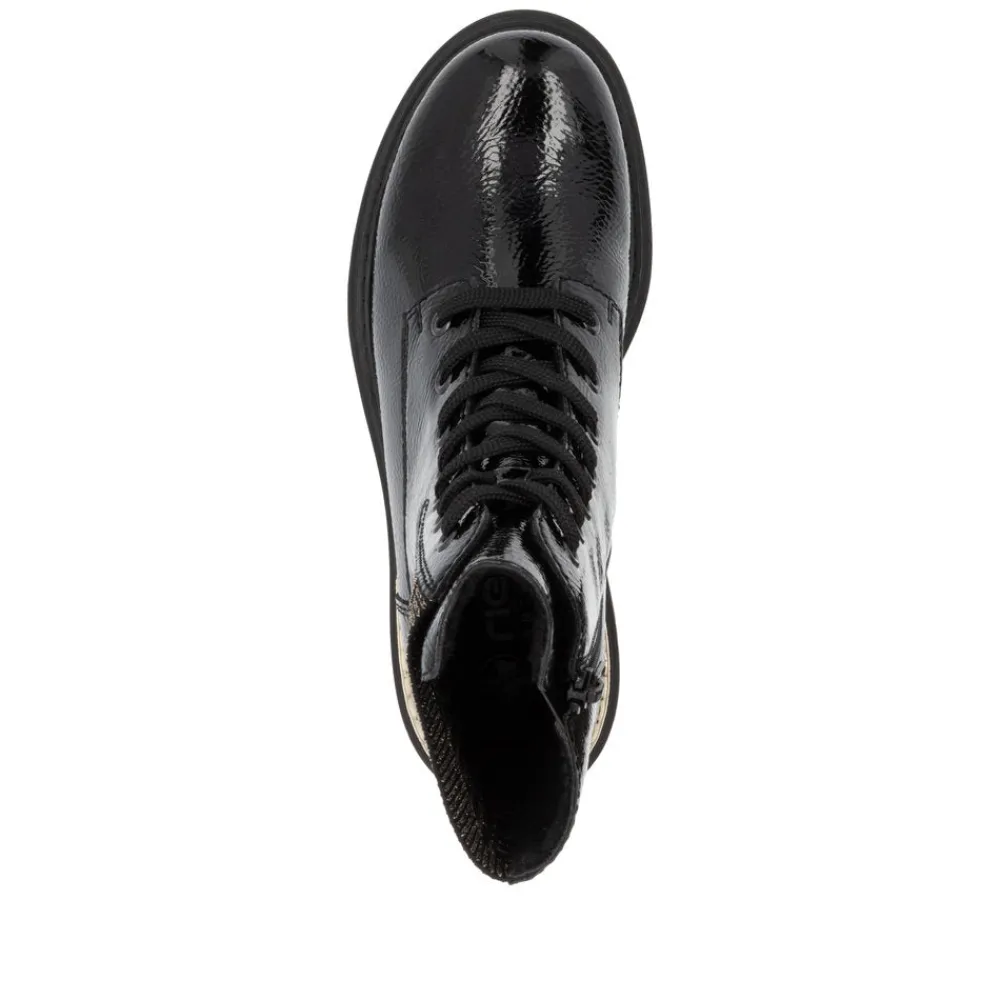 Cinders Shoe Heaven Casual Ankle | Ankle*Rieker Chunky Laced Boot Black/Gold