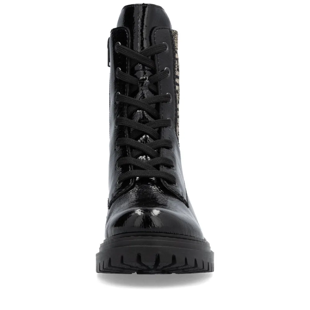 Cinders Shoe Heaven Casual Ankle | Ankle*Rieker Chunky Laced Boot Black/Gold
