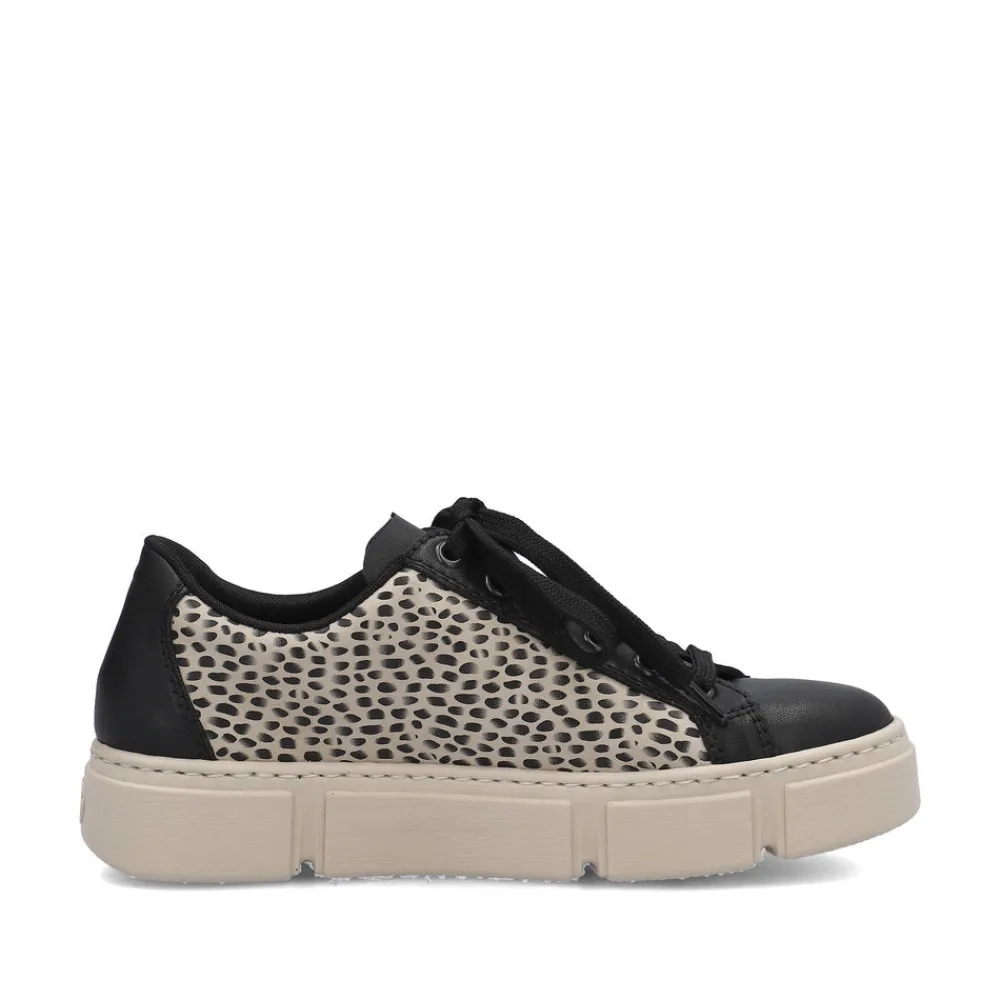 Cinders Shoe Heaven Trainers*Rieker Classic Flatform Trainer Black Beige Print