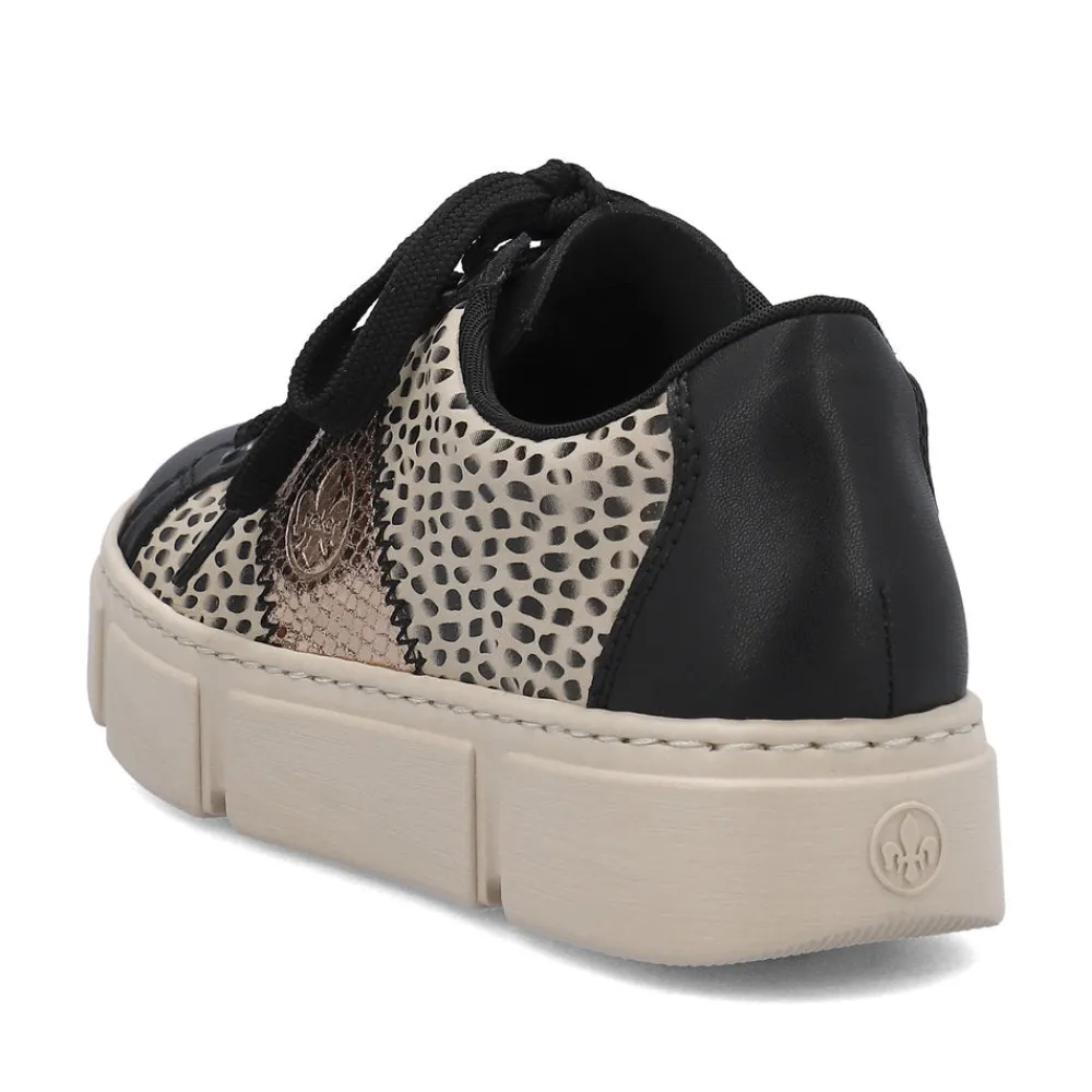 Cinders Shoe Heaven Trainers*Rieker Classic Flatform Trainer Black Beige Print