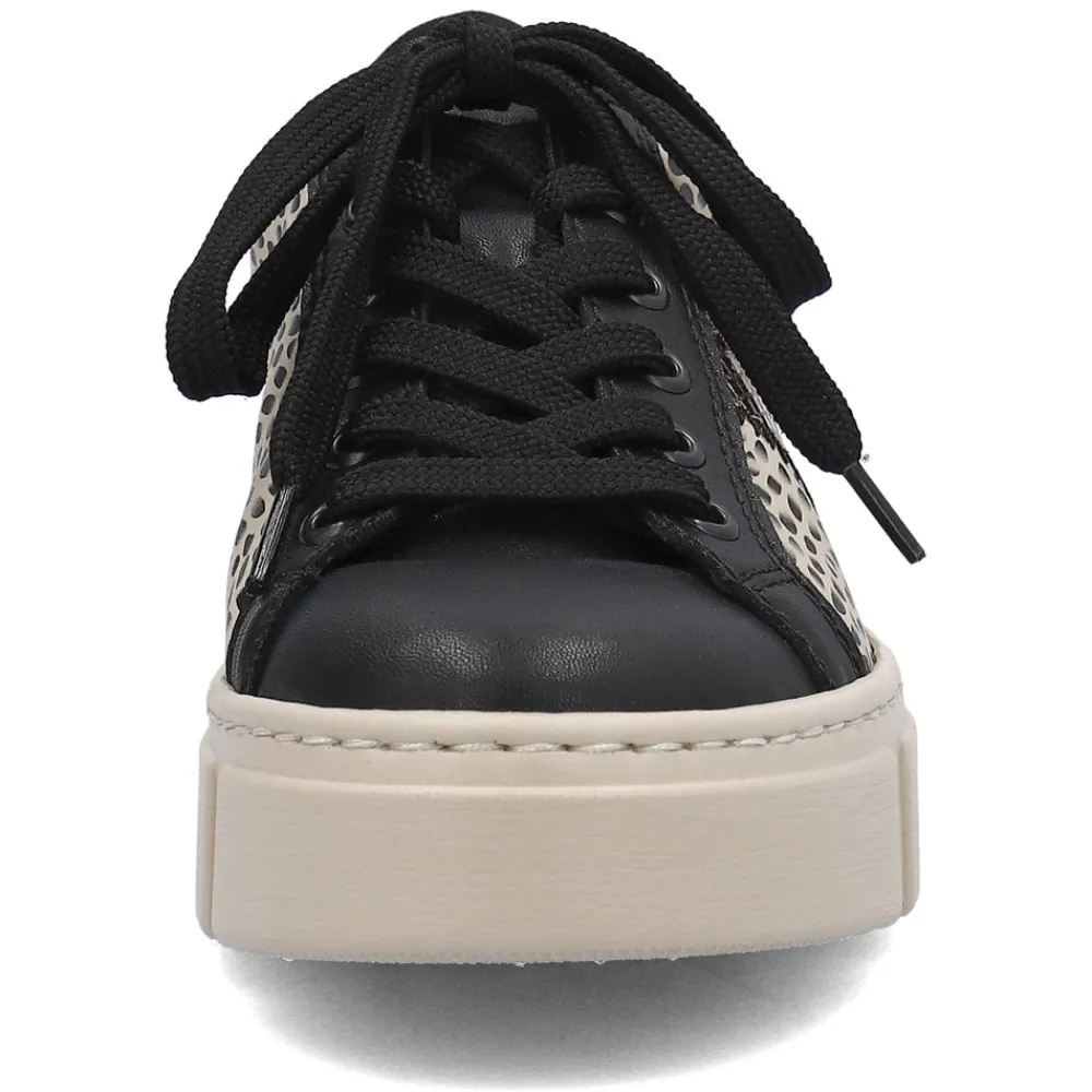 Cinders Shoe Heaven Trainers*Rieker Classic Flatform Trainer Black Beige Print
