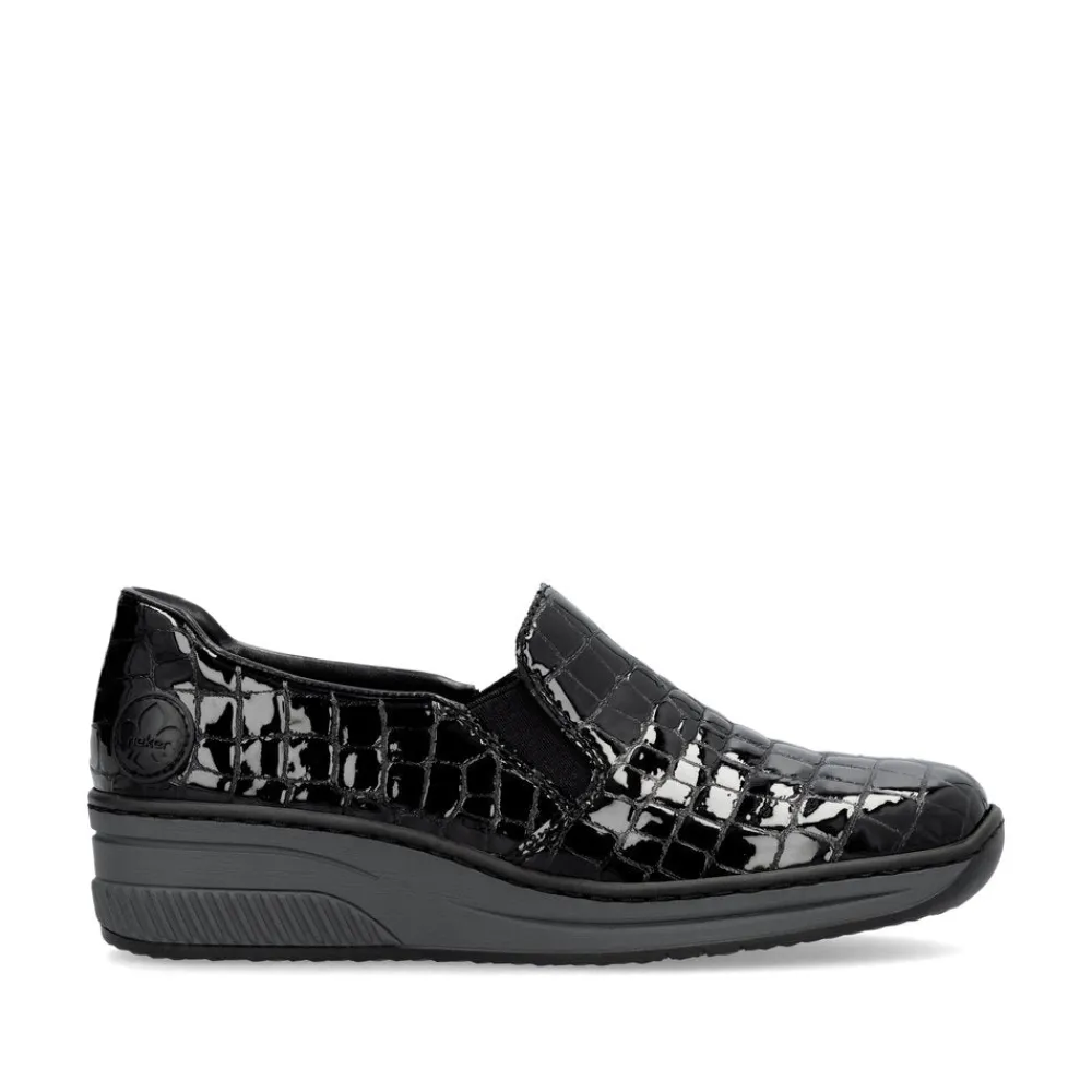 Cinders Shoe Heaven Wedge*Rieker Classic Shoe Black Patent