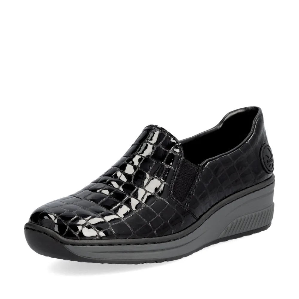 Cinders Shoe Heaven Wedge*Rieker Classic Shoe Black Patent