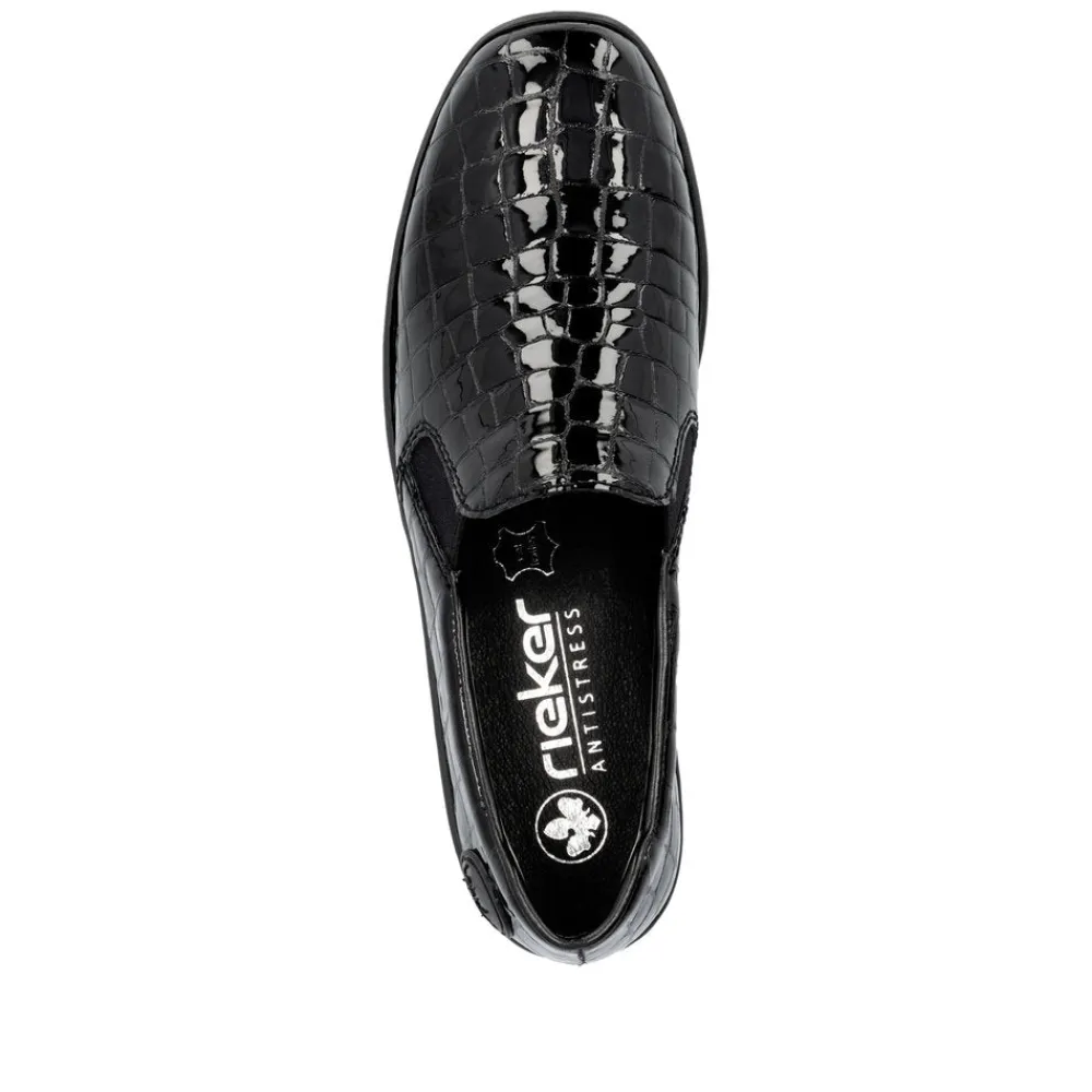 Cinders Shoe Heaven Wedge*Rieker Classic Shoe Black Patent
