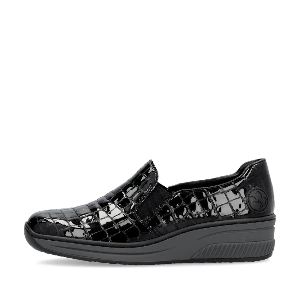 Cinders Shoe Heaven Wedge*Rieker Classic Shoe Black Patent