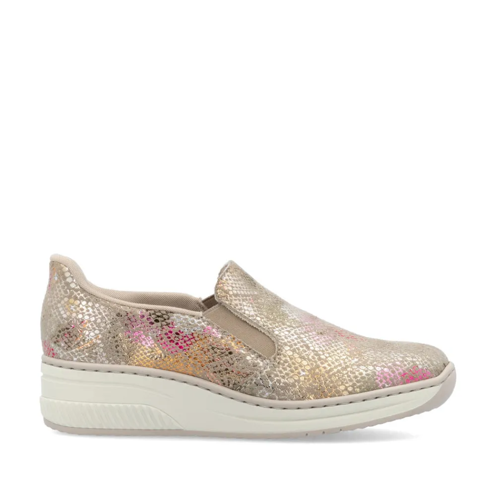 Cinders Shoe Heaven Wedge*Rieker Classic Summer Wedge Loafer Multi