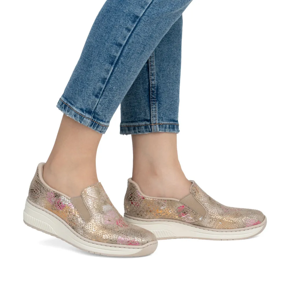 Cinders Shoe Heaven Wedge*Rieker Classic Summer Wedge Loafer Multi