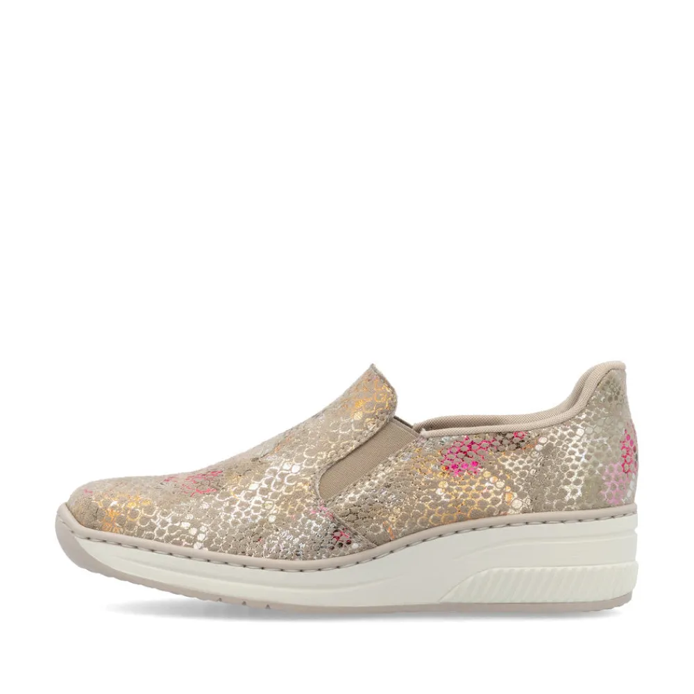Cinders Shoe Heaven Wedge*Rieker Classic Summer Wedge Loafer Multi