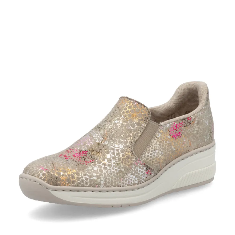 Cinders Shoe Heaven Wedge*Rieker Classic Summer Wedge Loafer Multi