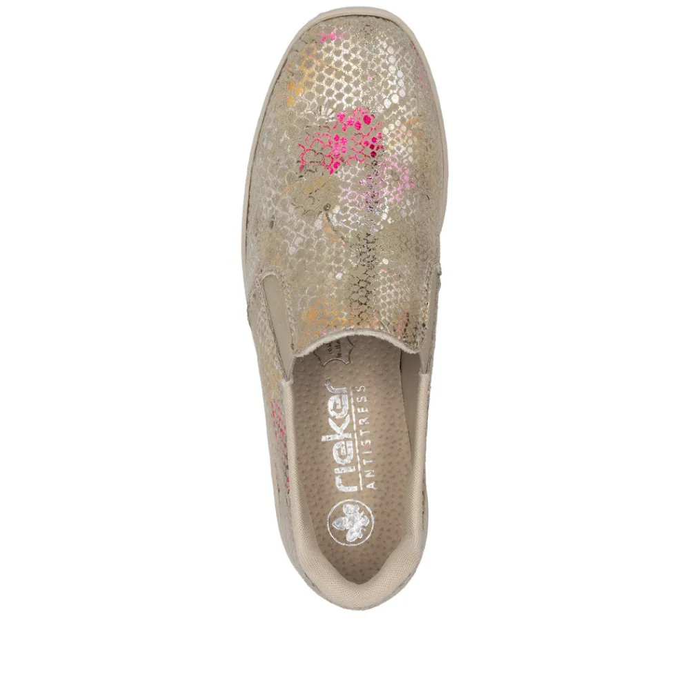 Cinders Shoe Heaven Wedge*Rieker Classic Summer Wedge Loafer Multi