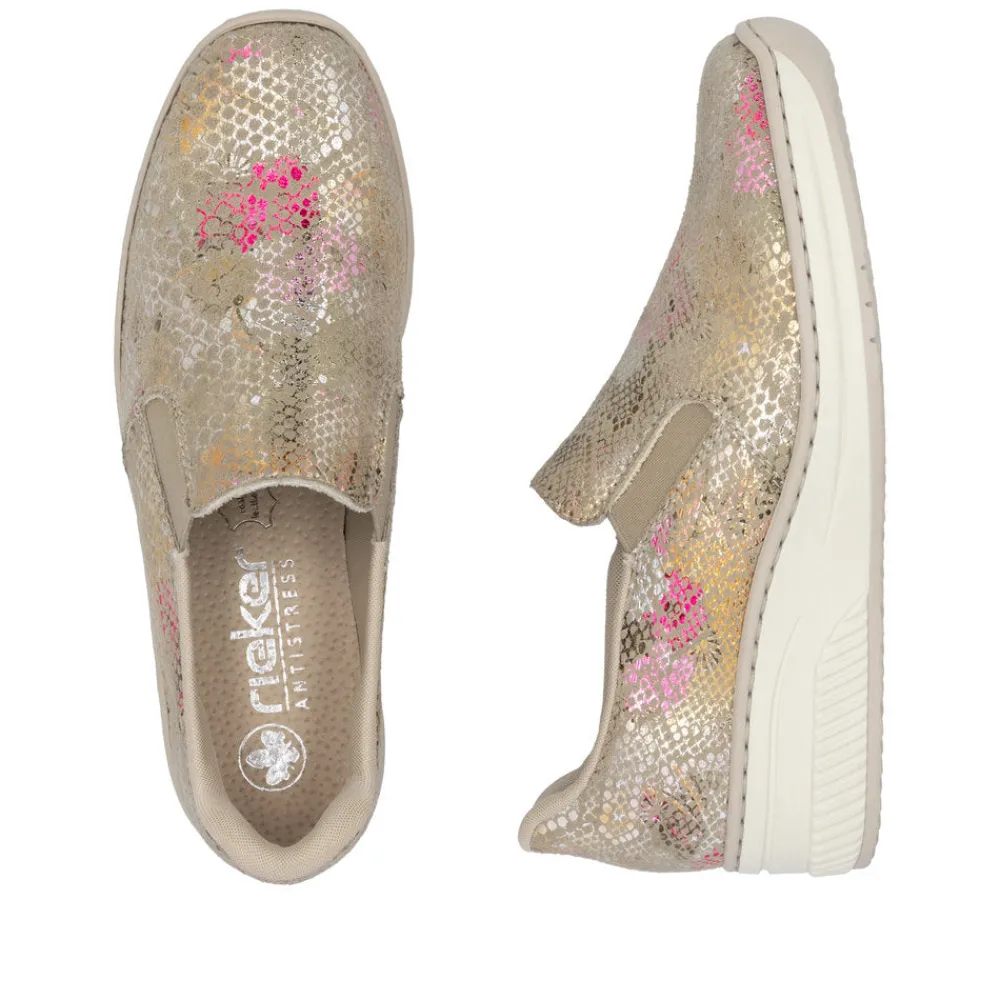 Cinders Shoe Heaven Wedge*Rieker Classic Summer Wedge Loafer Multi