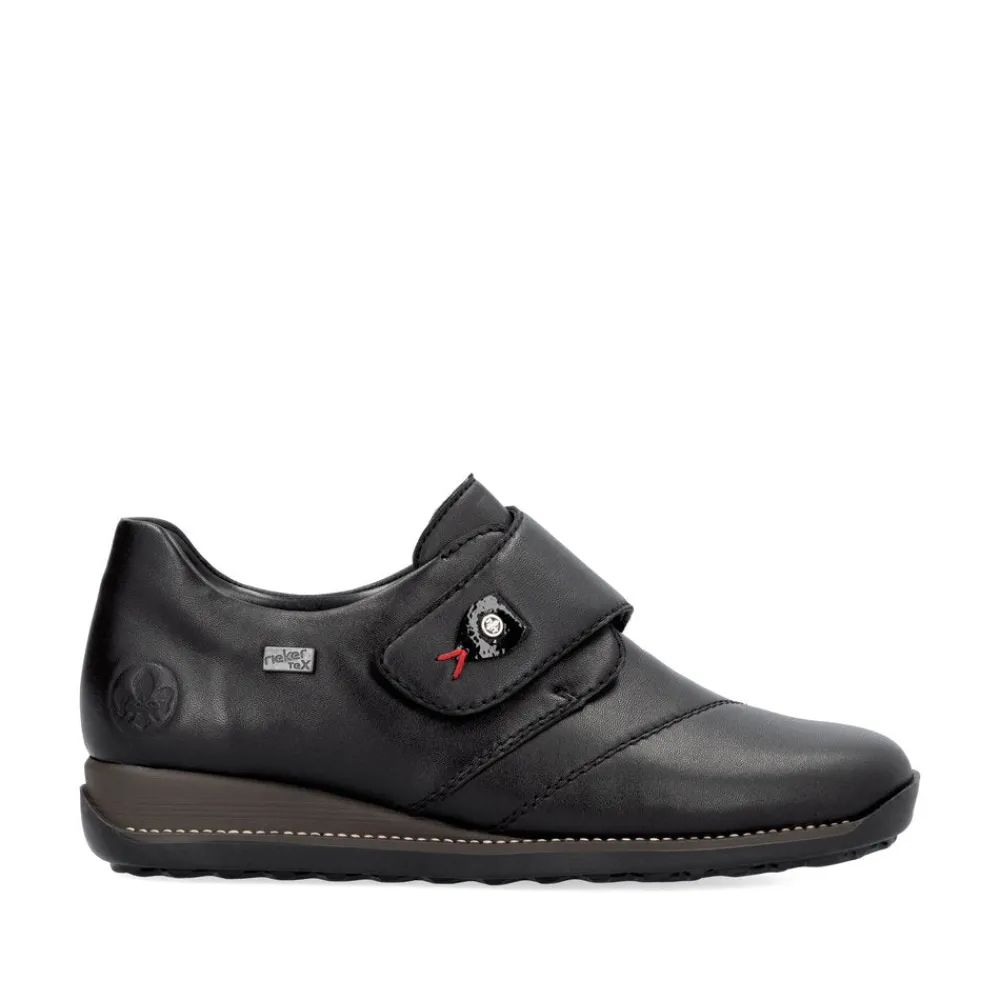 Cinders Shoe Heaven Wedge*Rieker Classic Velcro Shoe Black