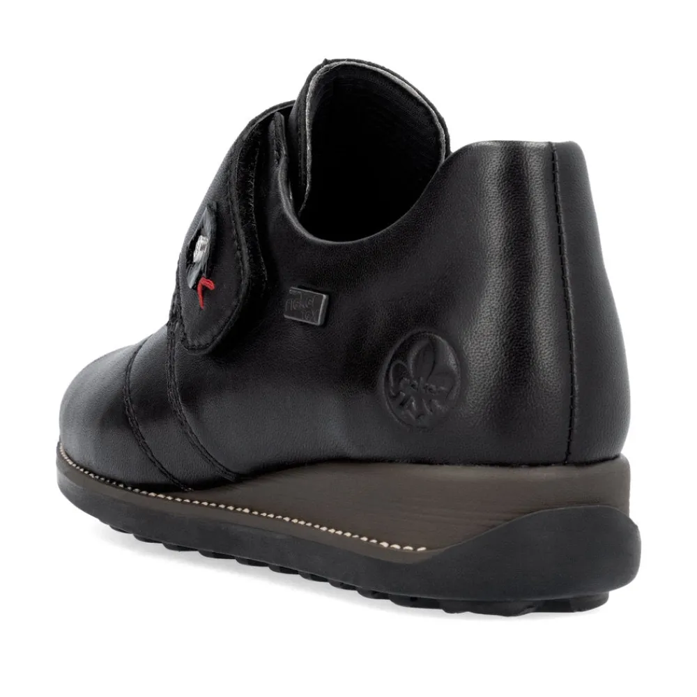 Cinders Shoe Heaven Wedge*Rieker Classic Velcro Shoe Black