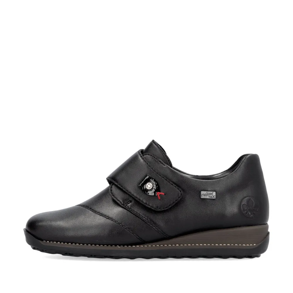 Cinders Shoe Heaven Wedge*Rieker Classic Velcro Shoe Black