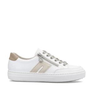 Cinders Shoe Heaven Trainers*Rieker Classic Zip Trainer White/Nude