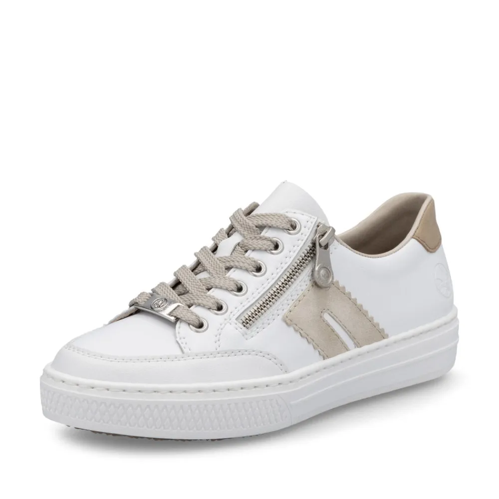 Cinders Shoe Heaven Trainers*Rieker Classic Zip Trainer White/Nude