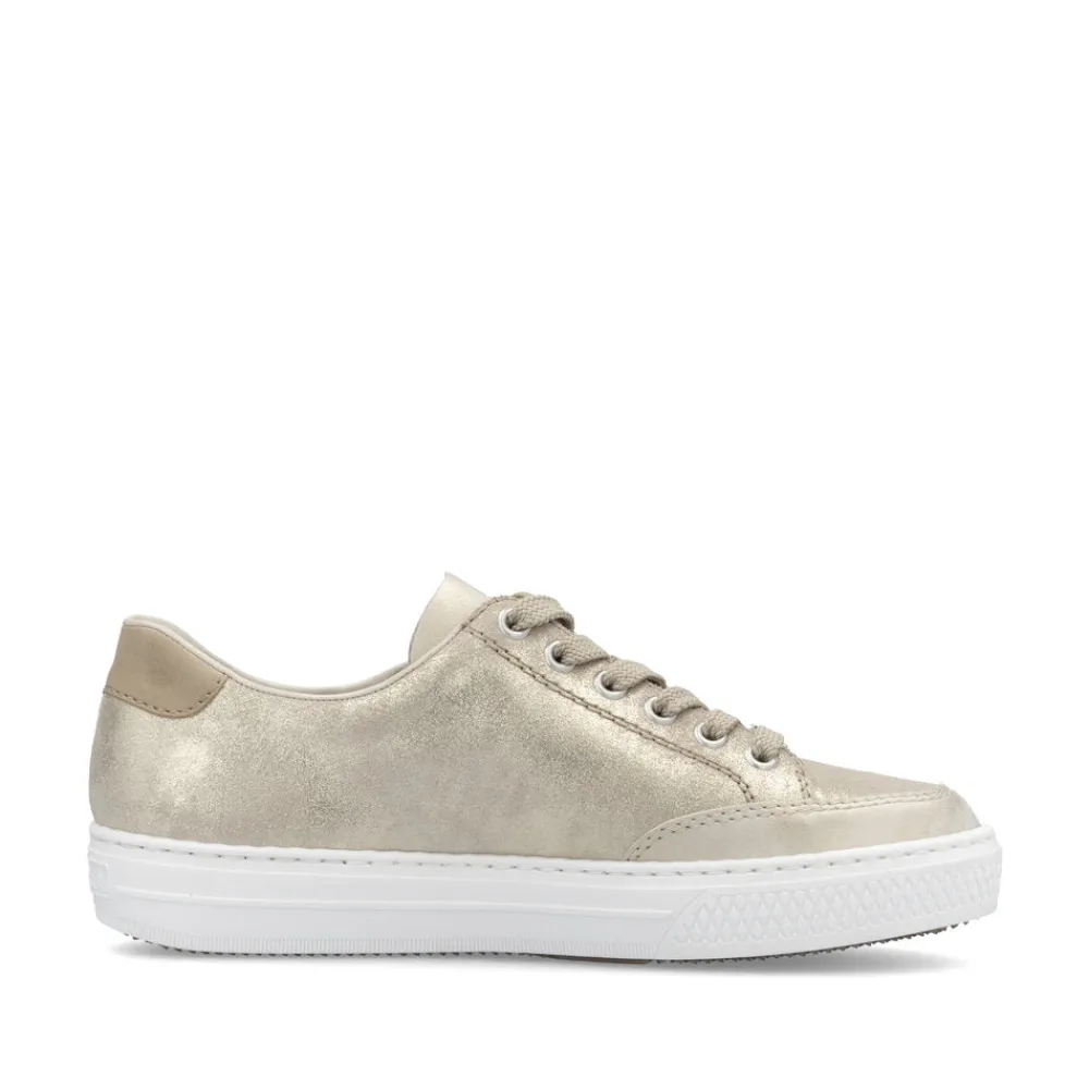 Cinders Shoe Heaven Trainers*Rieker Classic Zip Trainer Nude/ Light Gold