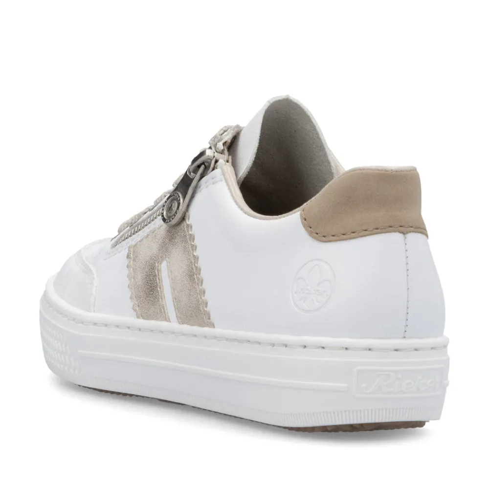 Cinders Shoe Heaven Trainers*Rieker Classic Zip Trainer White/Nude