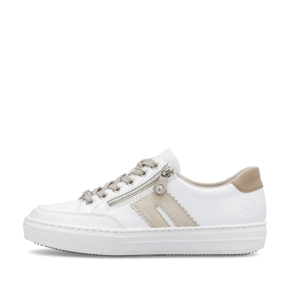 Cinders Shoe Heaven Trainers*Rieker Classic Zip Trainer White/Nude