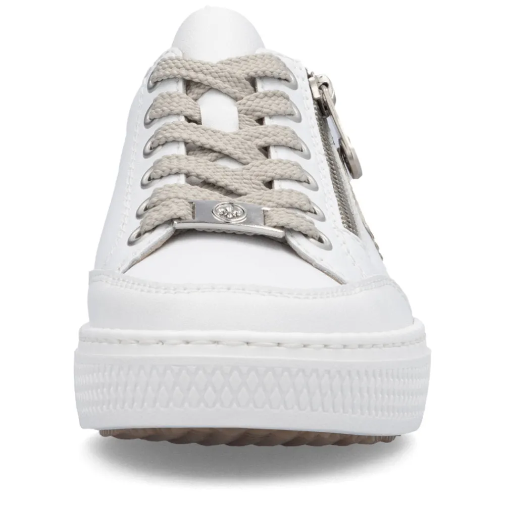 Cinders Shoe Heaven Trainers*Rieker Classic Zip Trainer White/Nude