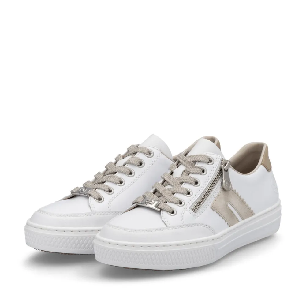 Cinders Shoe Heaven Trainers*Rieker Classic Zip Trainer White/Nude