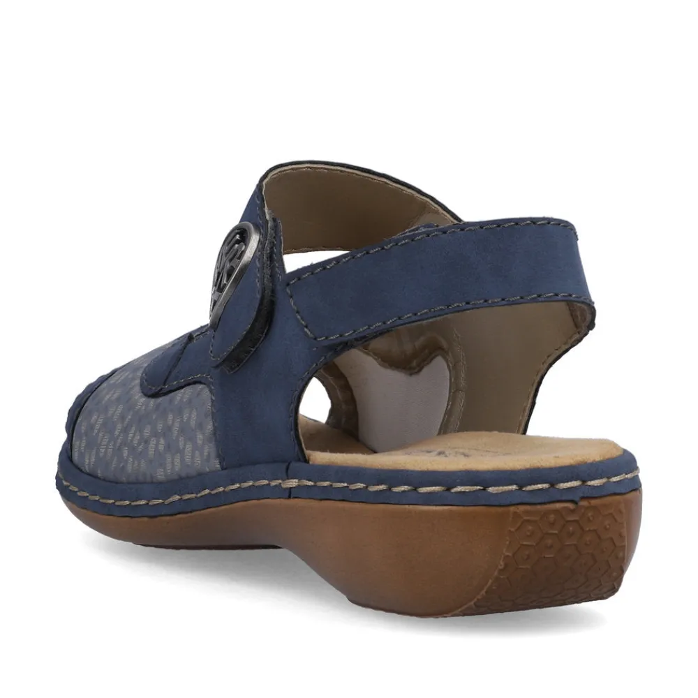 Cinders Shoe Heaven Wedge Sandals*Rieker Comfort Velcro Sandal Jeans Blue