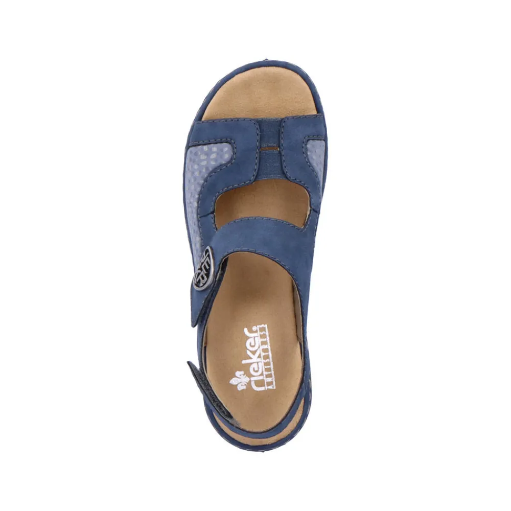 Cinders Shoe Heaven Wedge Sandals*Rieker Comfort Velcro Sandal Jeans Blue