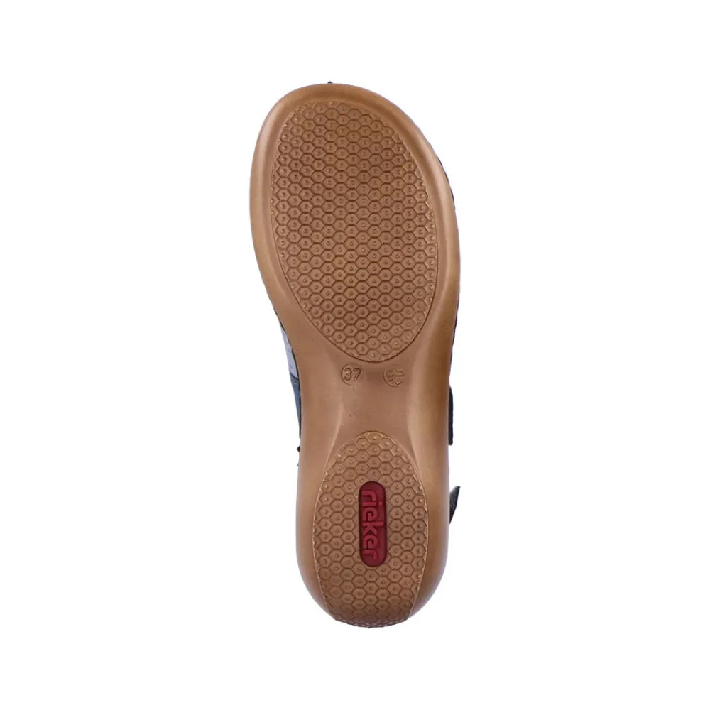 Cinders Shoe Heaven Wedge Sandals*Rieker Comfort Velcro Sandal Jeans Blue