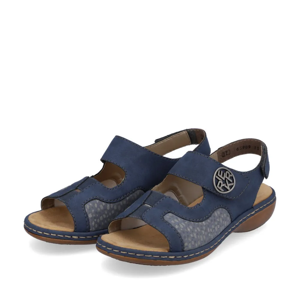 Cinders Shoe Heaven Wedge Sandals*Rieker Comfort Velcro Sandal Jeans Blue
