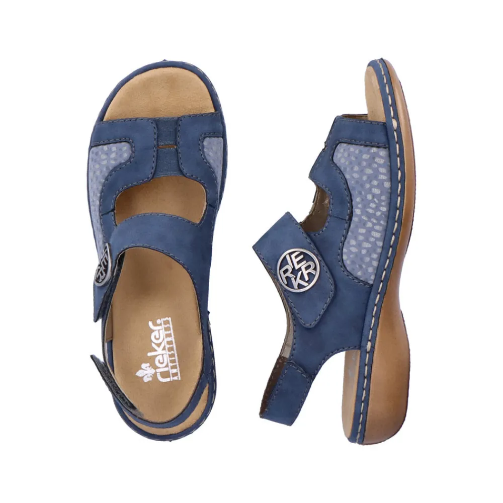 Cinders Shoe Heaven Wedge Sandals*Rieker Comfort Velcro Sandal Jeans Blue
