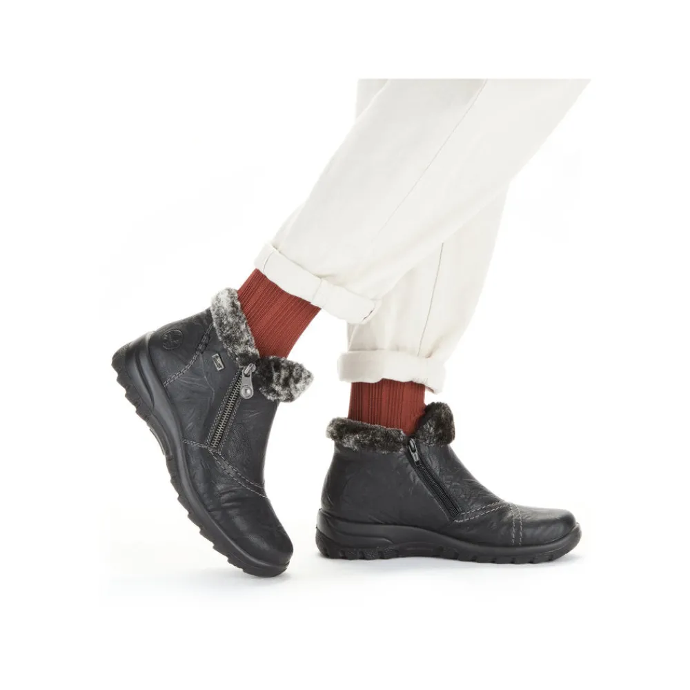 Cinders Shoe Heaven Casual Ankle | Ankle*Rieker Cosy Winter Double Zip Ankle Boot Black