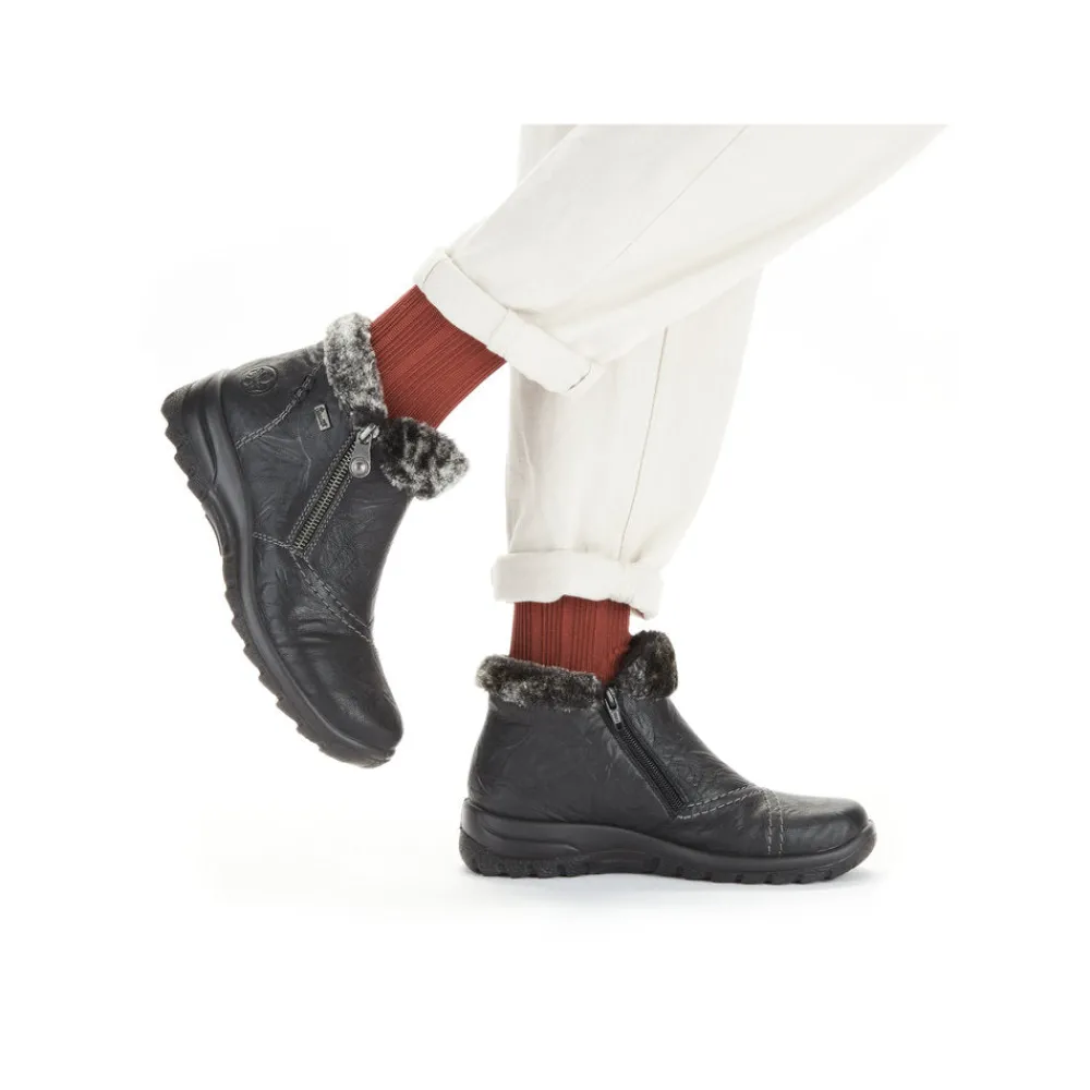Cinders Shoe Heaven Casual Ankle | Ankle*Rieker Cosy Winter Double Zip Ankle Boot Black
