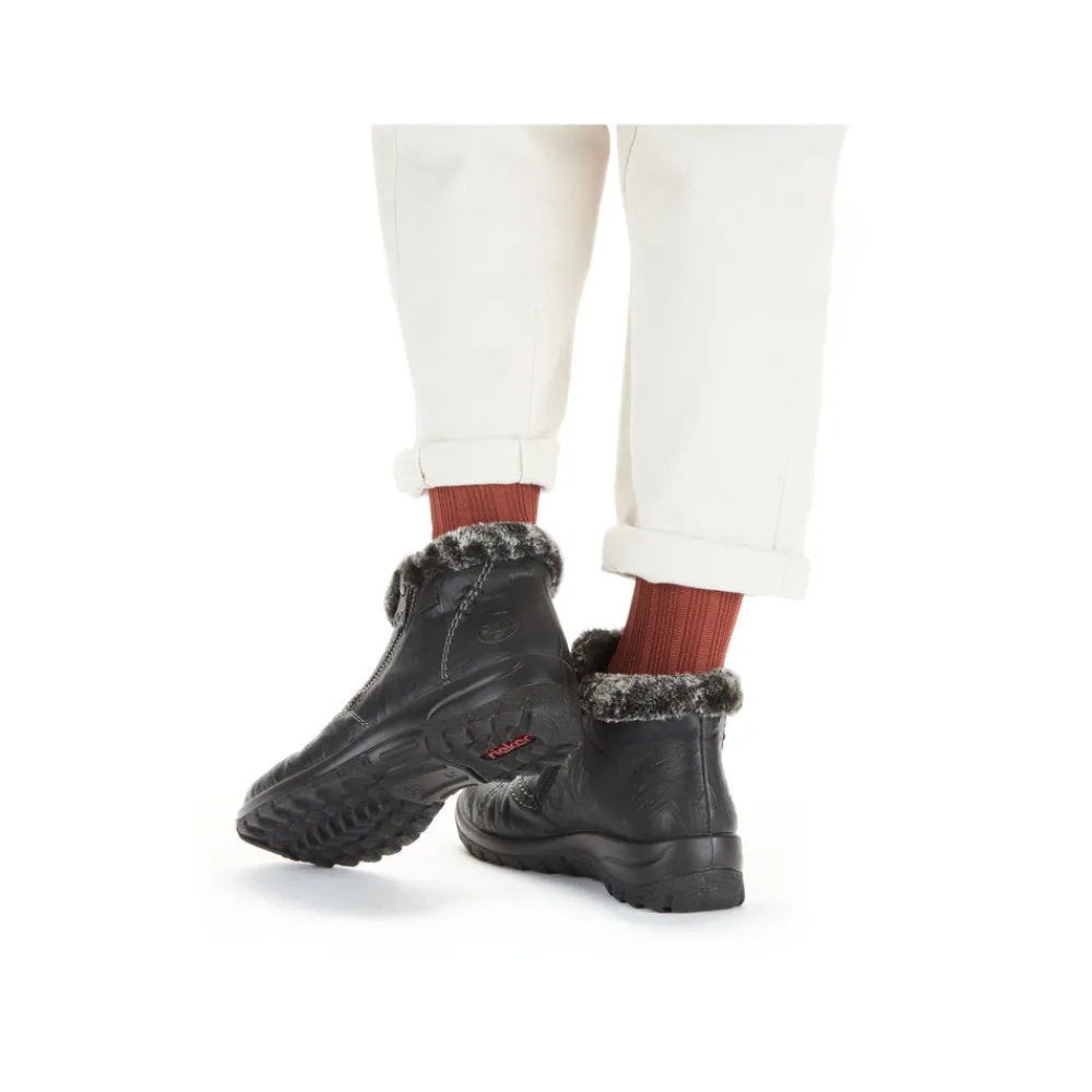 Cinders Shoe Heaven Casual Ankle | Ankle*Rieker Cosy Winter Double Zip Ankle Boot Black