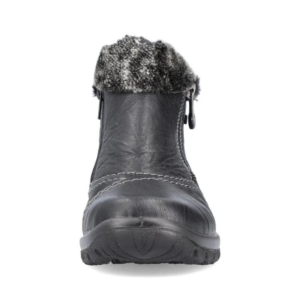 Cinders Shoe Heaven Casual Ankle | Ankle*Rieker Cosy Winter Double Zip Ankle Boot Black