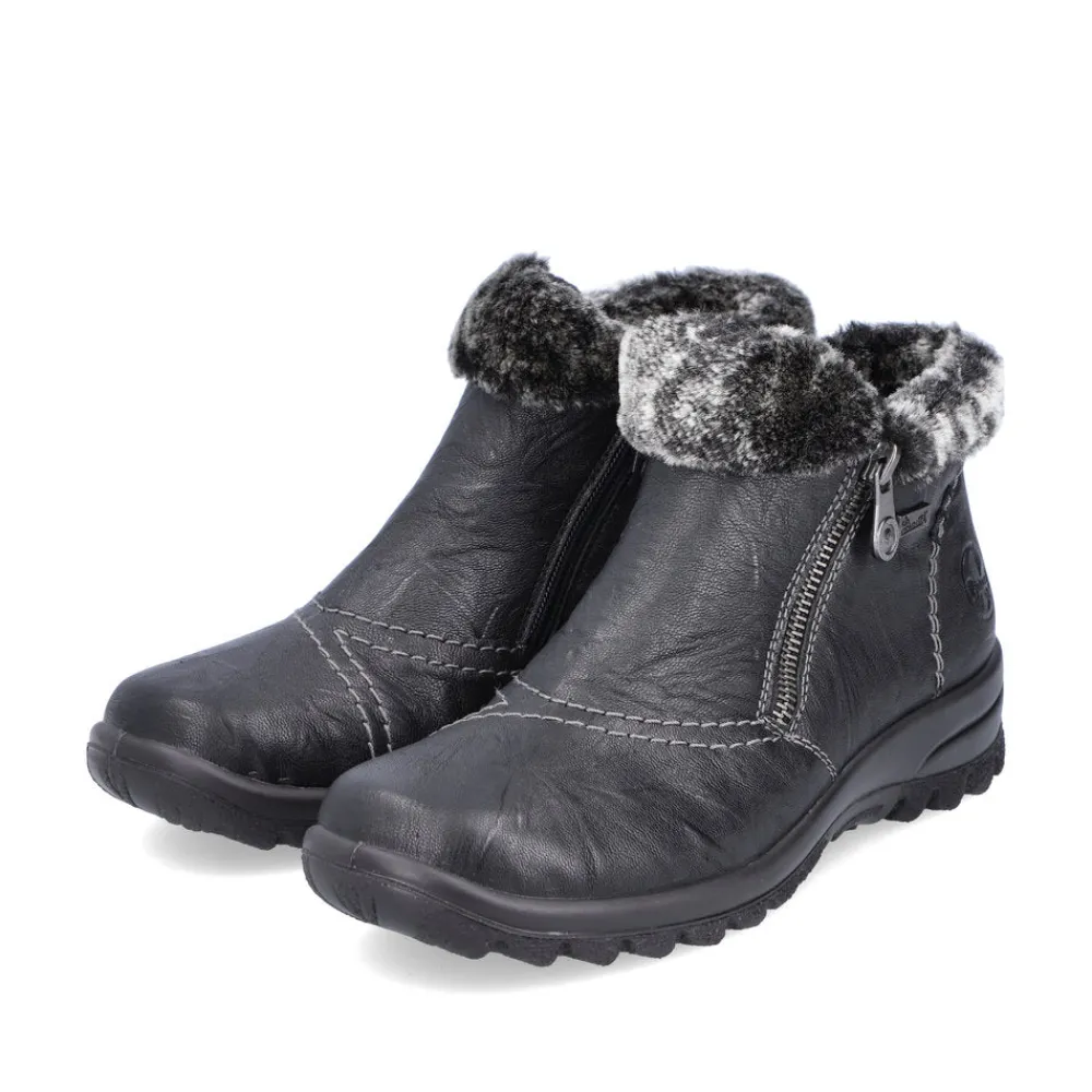 Cinders Shoe Heaven Casual Ankle | Ankle*Rieker Cosy Winter Double Zip Ankle Boot Black