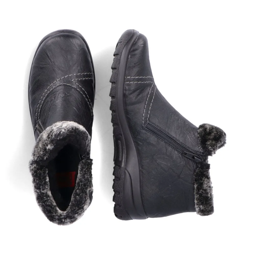Cinders Shoe Heaven Casual Ankle | Ankle*Rieker Cosy Winter Double Zip Ankle Boot Black